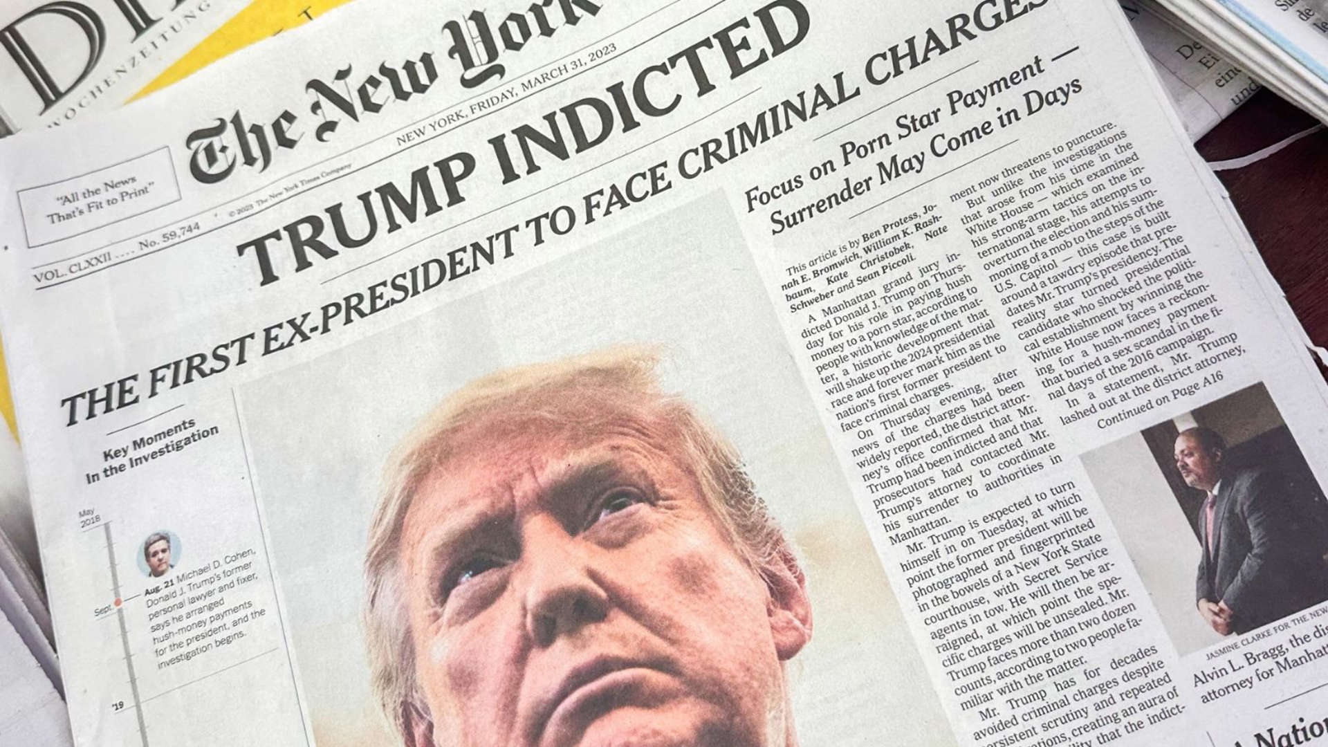 NEWSPAPER HEADLINE: TRUMP INDICTED
